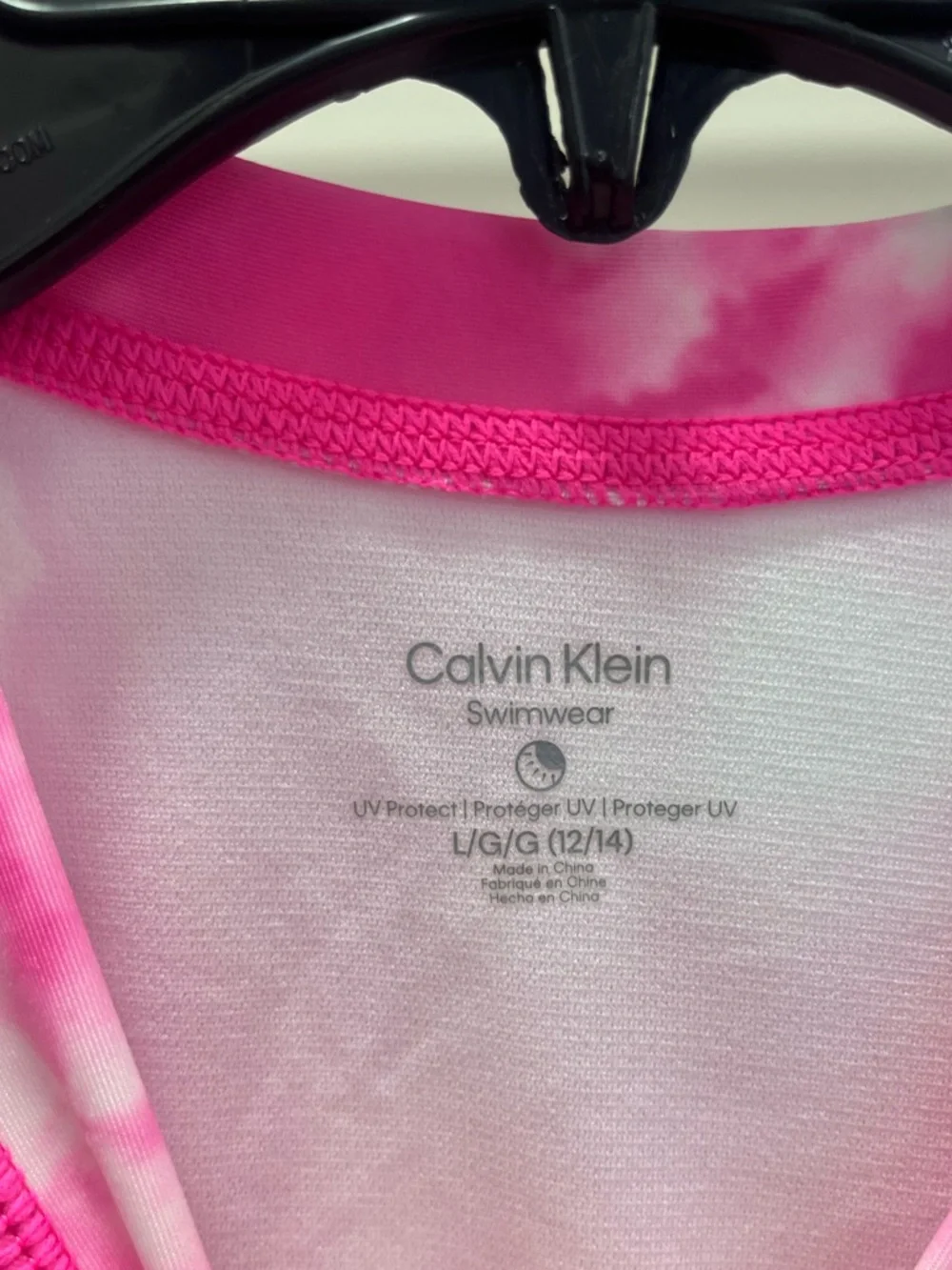 Calvin Klein Girls' Hot Pink Tie-Dye Rash Guard Bikini Set